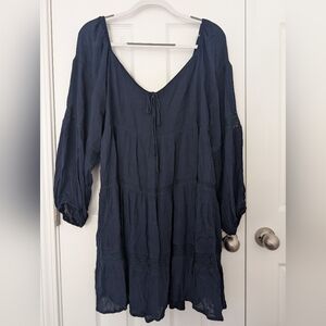 Jolt Women's Lace Trim Long Sleeve Tiered Mini Dress